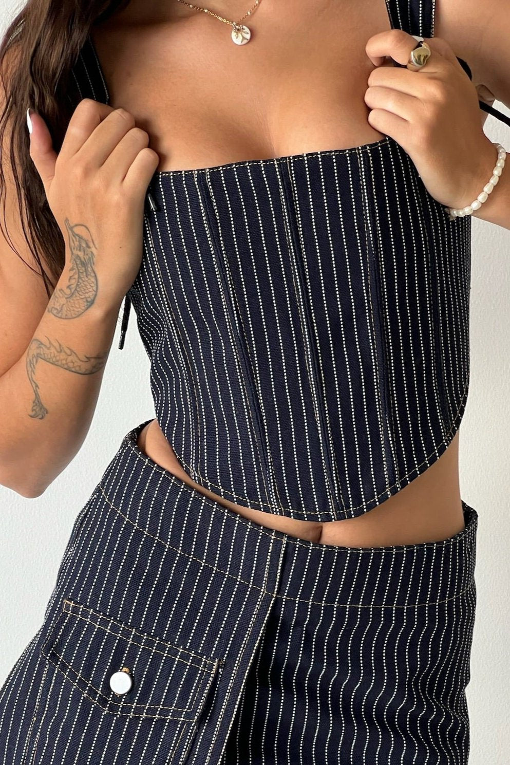 DITA CORSET 2.0 DARK PINSTRIPE DENIM