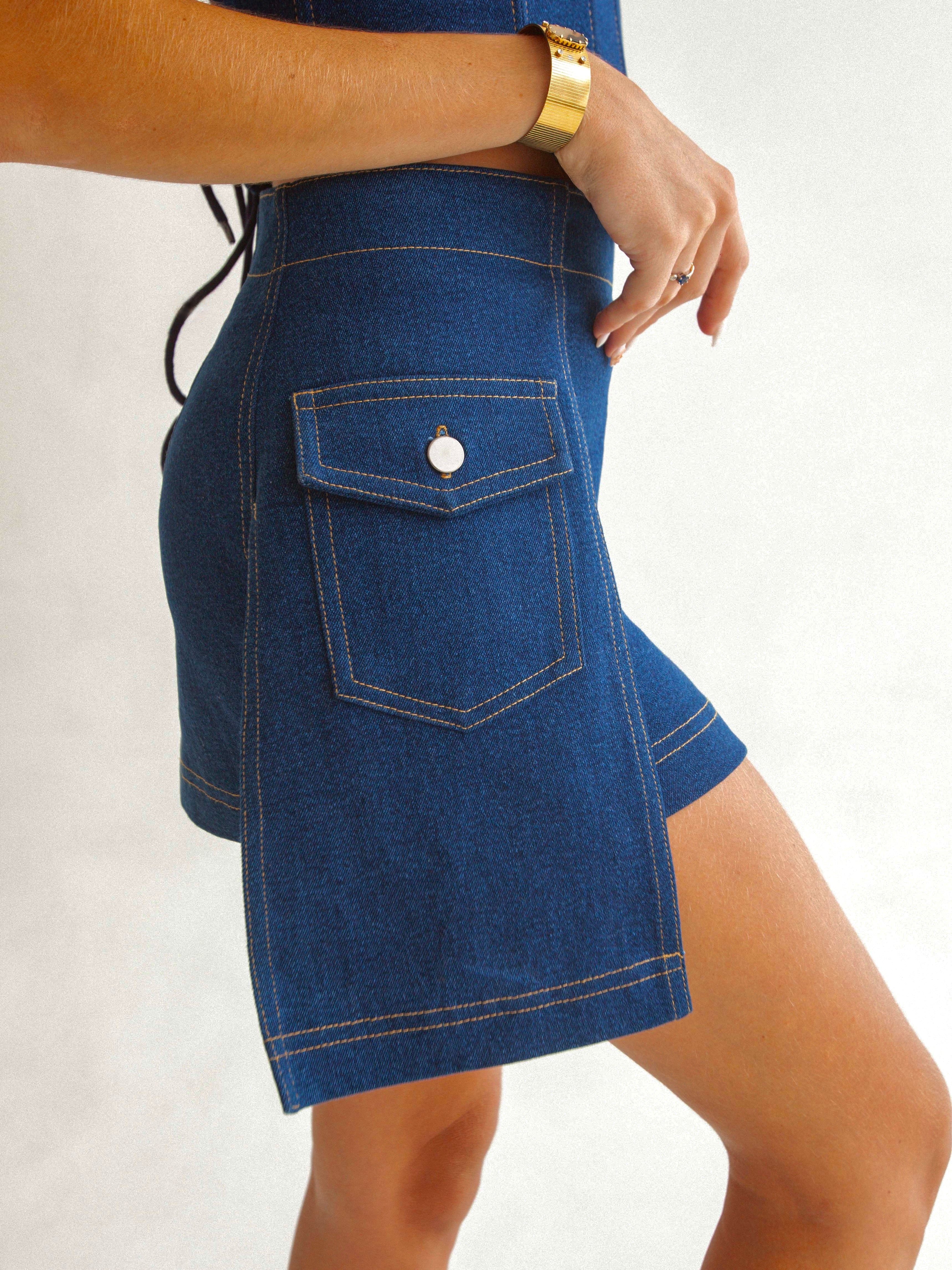 ROMEY SKIRT DARK BLUE DENIM