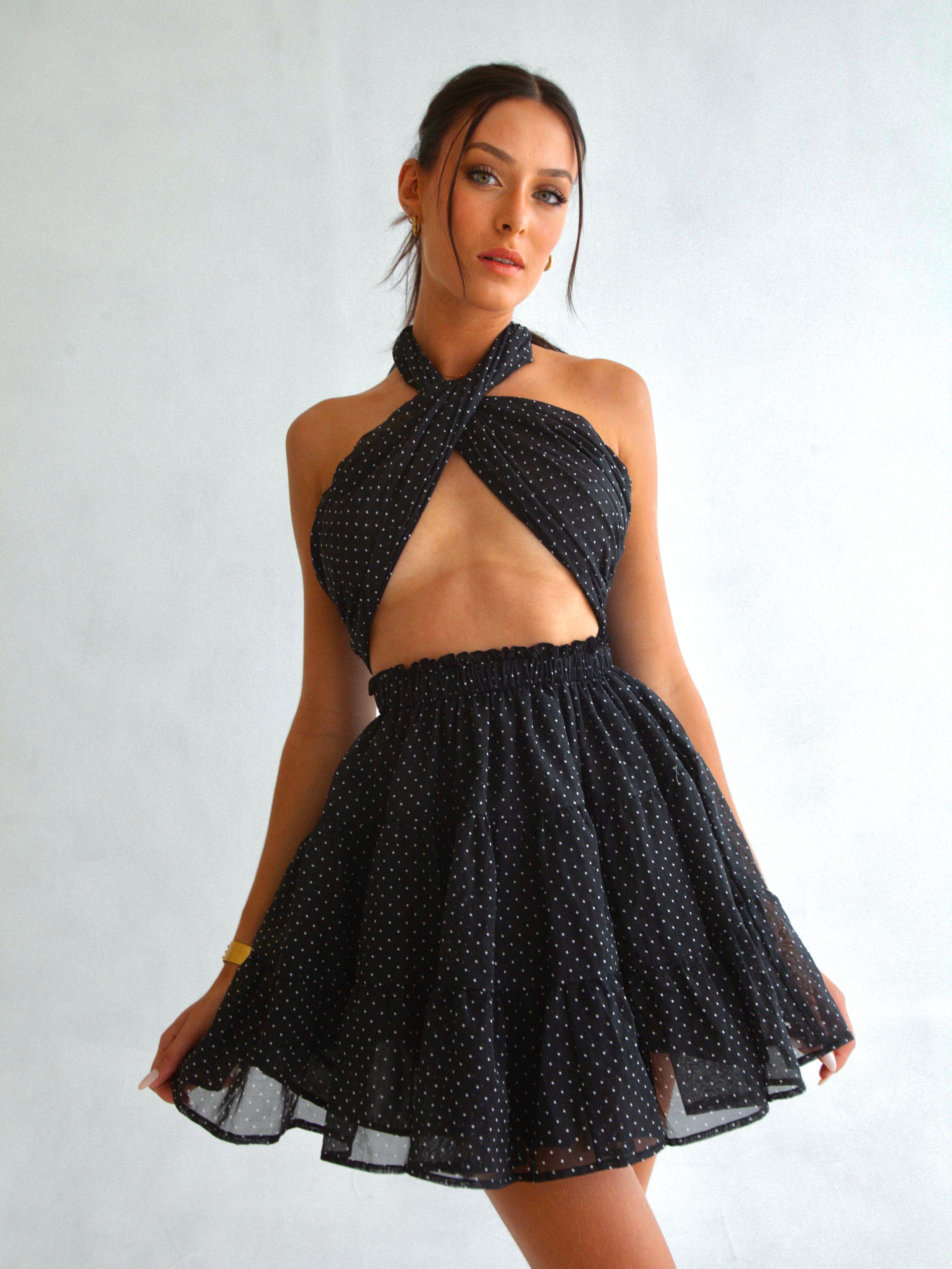 LALA DRESS BLACK POLKADOT