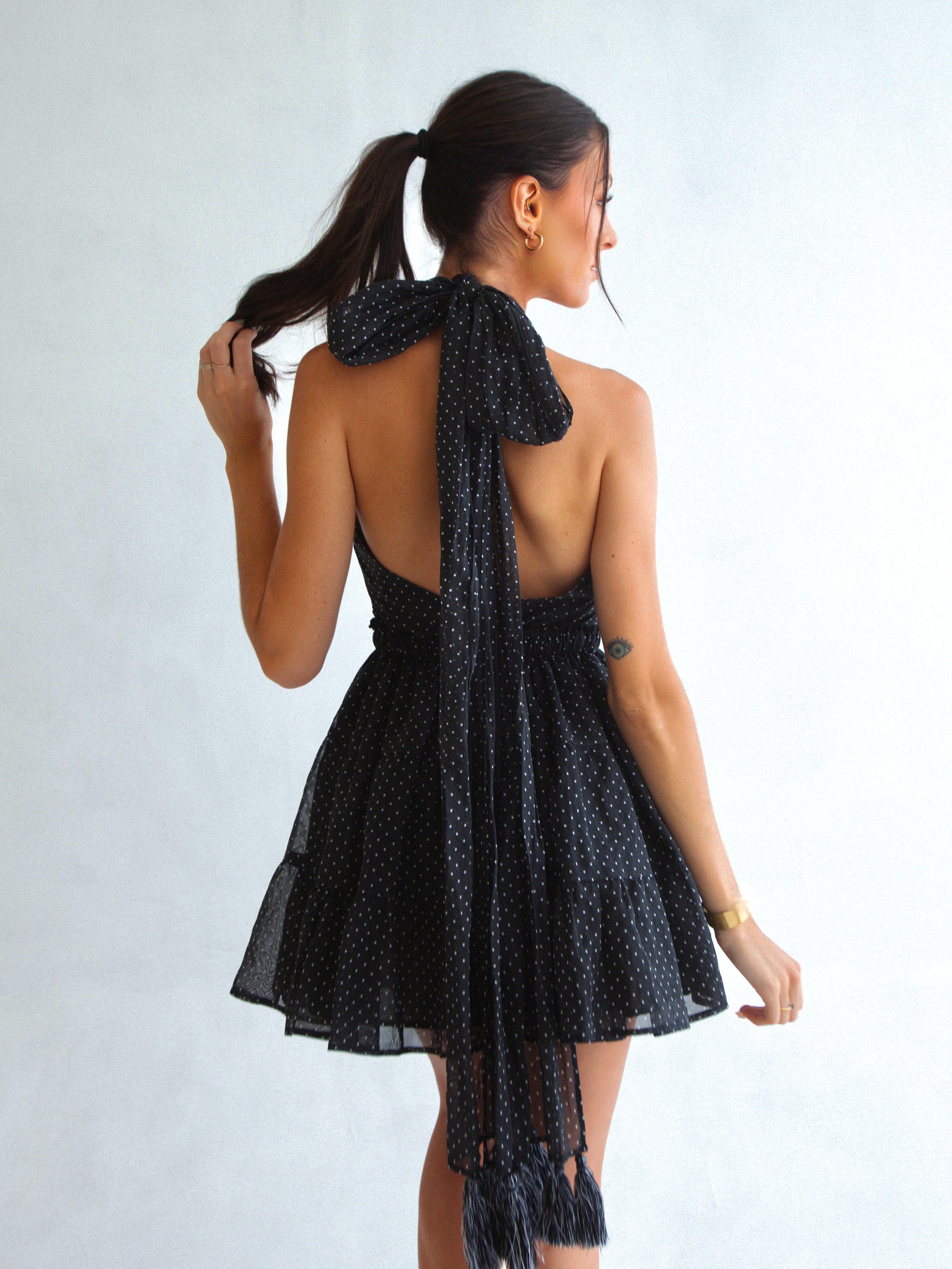 LALA DRESS BLACK POLKADOT