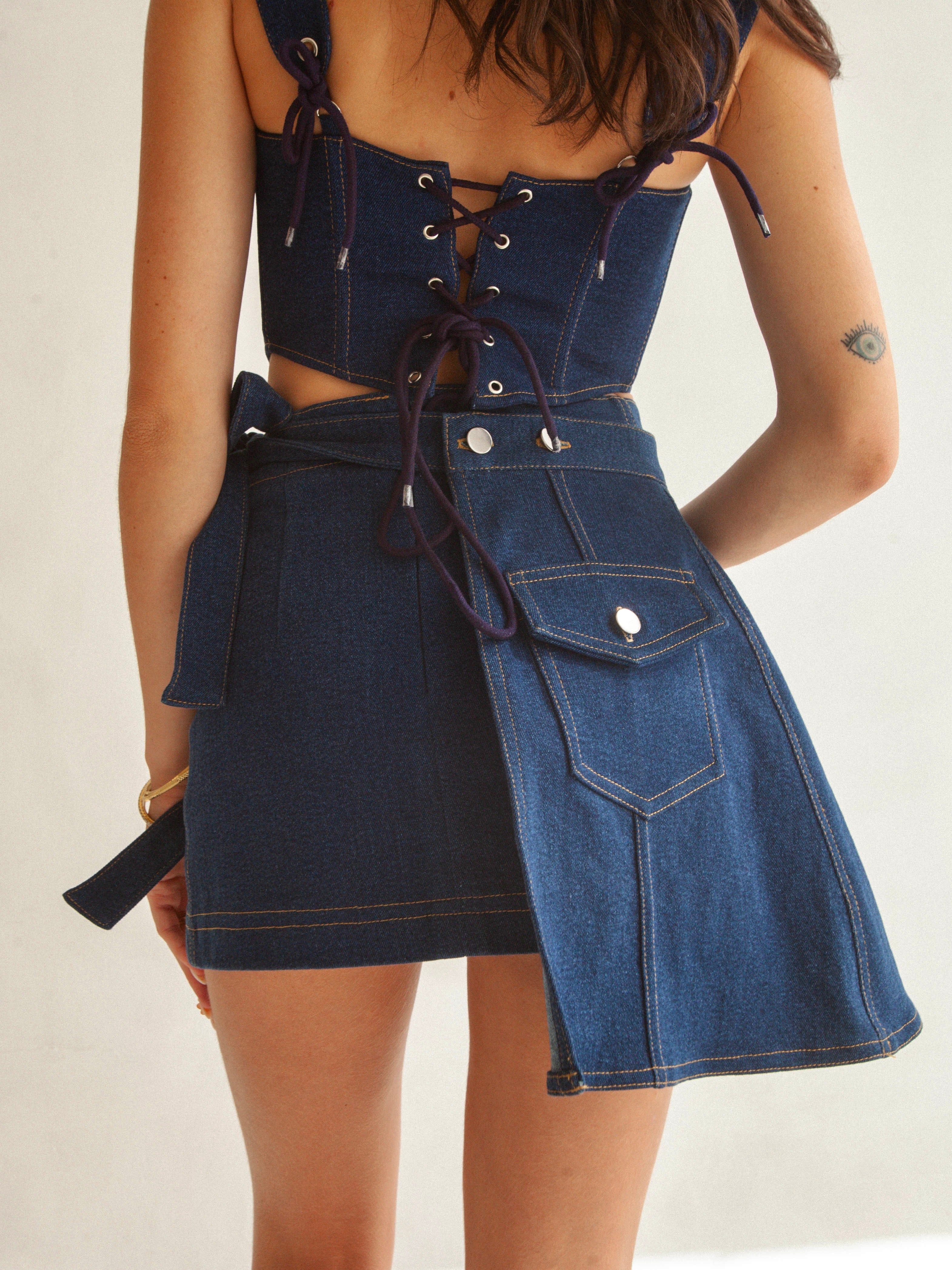 HALF ARI SKIRT DARK BLUE DENIM